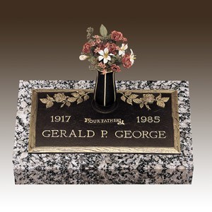 George Traditional Flat Bronze Plaque with Vase on Granite Marker