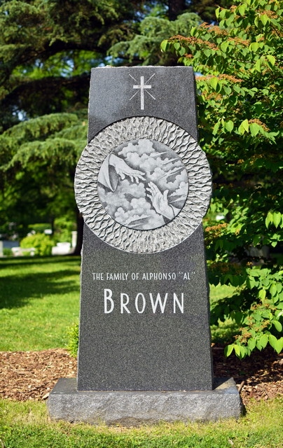 Brown Memorial with Inlaid Etching